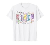 Preppy He Has Risen Christian Easter Religious Bible Verse T-Shirt