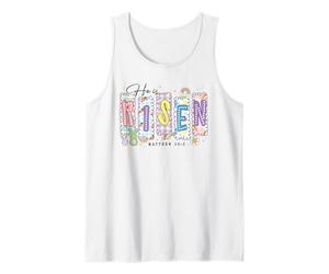 Preppy He Has Risen Christian Easter Religious Bible Verse Tank Top