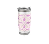 Preppy Hot Pink Crab, Fish, Shell, Seaweed Coastal Pattern Stainless Steel Insulated Tumbler