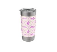 Preppy Hot Pink Crab, Fish, Shell, Seaweed Coastal Pattern Stainless Steel Insulated Tumbler
