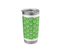 Preppy Kelly Green Flower Pattern Hand Painted Stainless Steel Insulated Tumbler