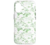 Preppy Kelly Green Toile Coastal Seaside Beach Chinoiserie Case for iPhone 16