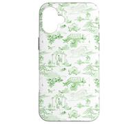 Preppy Kelly Green Toile Coastal Seaside Beach Chinoiserie Case for iPhone 16 Plus