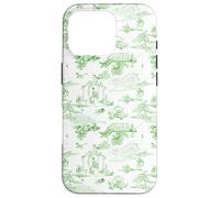 Preppy Kelly Green Toile Coastal Seaside Beach Chinoiserie Case for iPhone 16 Pro