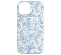 Preppy Light Blue Asian Jungle Toile Monkey, Leopard Lotus Case for iPhone 14