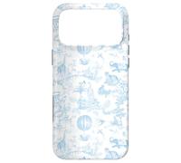 Preppy Light Blue Toile Chinoiserie with Leopard Monkey Palm Case for iPhone 17 Pro Max