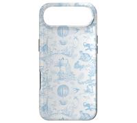 Preppy Light Blue Toile Chinoiserie with Leopard Monkey Palm Case for iPhone Air