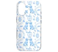 Preppy Light Blue Toile Golden Retriever Dog Case for iPhone 17