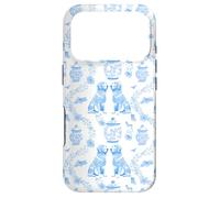Preppy Light Blue Toile Golden Retriever Dog Case for iPhone 17 Pro