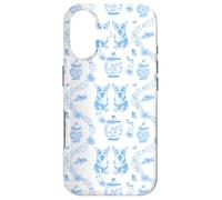 Preppy Light Blue Toile Welsh Pembroke Corgi Dog Case for iPhone 17