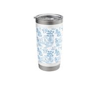Preppy Light Blue Willow Pattern Chinoiserie Toile Stainless Steel Insulated Tumbler