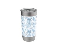 Preppy Light Blue Willow Pattern Chinoiserie Toile Stainless Steel Insulated Tumbler