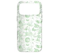 Preppy Light Green Toile Chinoiserie with Leopard, Monkey Case for iPhone 17 Pro Max