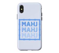 Preppy Mahj in Cornflower Blue Bamboo Border Mahjongg Player Case for iPhone X/XS
