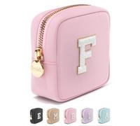 Preppy Makeup Bag Travel Cosmetic Bag, Personalized Initial Cute Makeup Organizer, Zipper Pouch Purse Storage Bag Cosmetics Organizer, Girls Make Up Bag Mini Small Large Makeup Bags, Flamingo, Mini, F