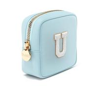 Preppy Makeup Bag Travel Cosmetic Bag, Personalized Initial Cute Makeup Organizer, Zipper Pouch Purse Storage Bag Cosmetics Organizer, Girls Make Up Bag Mini Small Large Makeup Bags, Sky, Mini, U