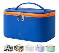 Preppy Makeup Bag Travel Cosmetic Bags for Women Small Pouch Toiletry Bag Cute Organizer Case Waterproof (Navy Blue)