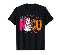 Preppy NICU Ghost Boo Leopard Spooky Halloween Nurse Women T-Shirt