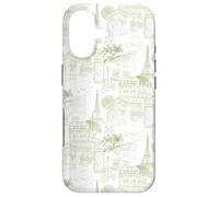 Preppy Olive Green Paris Toile Cafe Poodle Eiffel Arc Trees Case for iPhone 17