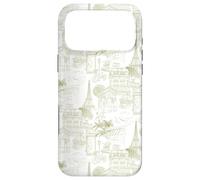 Preppy Olive Green Paris Toile Cafe Poodle Eiffel Arc Trees Case for iPhone 17 Pro Max