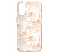 Preppy Orange Paris Toile Cafe Poodle Eiffel Arc Trees Case for iPhone 17