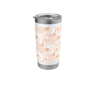 Preppy Orange Paris Toile Cafe Poodle Eiffel Arc Trees Stainless Steel Insulated Tumbler