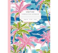 Preppy Palm Beach Composition Notebook: Cute Aesthetic Pink and Blue Beachy Tropical Palm Tree Journal for Teen Girls and Women for School Work | College Ruled