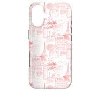 Preppy Peach Coral Paris Toile Cafe Poodle Eiffel Arc Trees Case for iPhone 17
