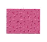 Preppy Pink Bow Pattern Dish Drying Mat | Kitchen Counter Drain Rack Mat Microfiber Quick Dry Dish Pad