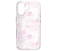 Preppy Pink Paris Toile Cafe Poodle Eiffel Arc Trees Case for iPhone 17
