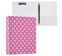 Preppy Pink Polka Dot Classic Pink 3 Ring Binder 1.5" Decorative D-Ring Binder with Clipboard&3 Clear Pockets, Holds 200 Sheets A4 Size Paper Waterproof Binders for School Home Office