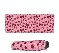 Preppy Pink Red Cherry Bow Cute Large Mouse Pad Extended Gaming Mousepad 31.5X11.8 Inch XL Big Computer Keyboard Desk Mat with Non-Slip Base and Stitched Edges for Home Game Office