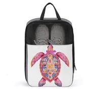 Preppy Pink Sea Turtle Floral Pattern Shoe Bag for Travel Daily Use Anti-dust Storage Carrier Golf Shoe Pouch