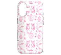 Preppy Pink & White Toile Corgi Dog Case for iPhone 17