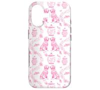 Preppy Pink & White Toile Golden Retriever Dog Case for iPhone 17