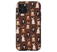 Preppy Pups - Chic French Bulldog Pattern in Fudge Brown Case for iPhone 11 Pro