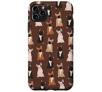 Preppy Pups - Chic French Bulldog Pattern in Fudge Brown Case for iPhone 11 Pro Max