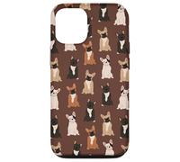 Preppy Pups - Chic French Bulldog Pattern in Fudge Brown Case for iPhone 12/12 Pro