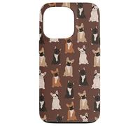 Preppy Pups - Chic French Bulldog Pattern in Fudge Brown Case for iPhone 13 Pro