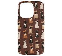 Preppy Pups - Chic French Bulldog Pattern in Fudge Brown Case for iPhone 14 Pro