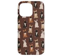 Preppy Pups - Chic French Bulldog Pattern in Fudge Brown Case for iPhone 14 Pro Max