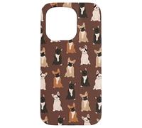 Preppy Pups - Chic French Bulldog Pattern in Fudge Brown Case for iPhone 15 Pro