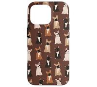 Preppy Pups - Chic French Bulldog Pattern in Fudge Brown Case for iPhone 16 Pro