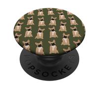 Preppy Pups - Chic Tan French Bulldog Pattern in Olive PopSockets Adhesive PopGrip