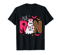 Preppy RN Ghost Boo Leopard Spooky Halloween Nurse Women T-Shirt
