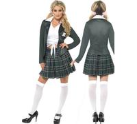 Preppy Schoolgirl Costume Ladies School Girl Fancy Dress Outfit Sizes 8-18