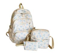 Preppy Style Bow School Backpack for Girls, 3 Piece Aesthetic Rucksack Set with Matching Messenger Bag, Kawaii Schoolbags Book Bag for Kids, Teens, Middle School