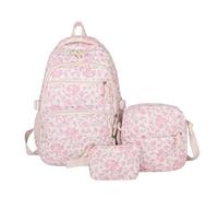 Preppy Style Bow School Backpack for Girls, 3 Piece Aesthetic Rucksack Set with Matching Messenger Bag, Kawaii Schoolbags Book Bag for Kids, Teens, Middle School