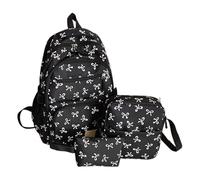 Preppy Style Bow School Backpack for Girls, 3 Piece Aesthetic Rucksack Set with Matching Messenger Bag, Kawaii Schoolbags Book Bag for Kids, Teens, Middle School