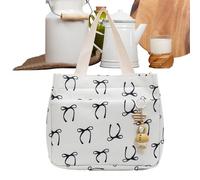 Preppy Style Lunch Tote - 26x15x21cm Lightweight Bow Lunch Box with A Lovely Pendant | Bow Print Design | Insulated Food Storage Purse for Hiking Gym Travel Picnic Work Camping Beach Outdoor